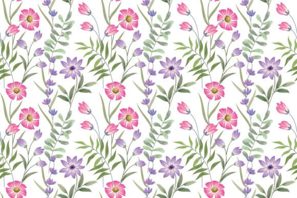 Download Watercolor Flowers Vector Pattern. - Premium Resources