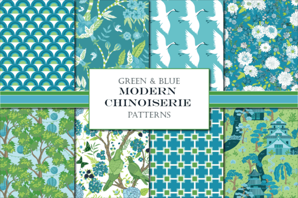 Download Modern Asian Patterns Blue Green - Asian Collection